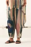 Buy_OFRIDA_Multi Color Light Cotton Linen Printed Abstract Collared Tunic And Pant Set _Online_at_Aza_Fashions