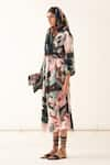 OFRIDA_Multi Color Light Cotton Linen Printed Abstract Island Gathered Dress _Online_at_Aza_Fashions