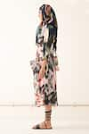 Buy_OFRIDA_Multi Color Light Cotton Linen Printed Abstract Island Gathered Dress _Online_at_Aza_Fashions