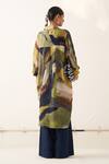 Shop_OFRIDA_Multi Color Cotton Moss Crepe Printed Abstract Phoenix Trench Dress _at_Aza_Fashions