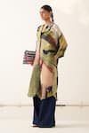 Buy_OFRIDA_Multi Color Cotton Moss Crepe Printed Abstract Phoenix Trench Dress _Online_at_Aza_Fashions