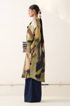 Shop_OFRIDA_Multi Color Cotton Moss Crepe Printed Abstract Phoenix Trench Dress _Online_at_Aza_Fashions