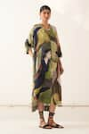 Buy_OFRIDA_Multi Color Cotton Moss Crepe Printed Abstract Expressionist Phoenix Dress _Online_at_Aza_Fashions