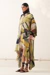 OFRIDA_Multi Color Cotton Moss Crepe Printed Abstract Phoenix Tier Dress _Online_at_Aza_Fashions