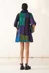 Shop_OFRIDA_Multi Color Powerloom Dobby Woven Cotton Printed Time Warp A-line Shirt Dress _at_Aza_Fashions