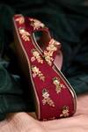 Buy_AROUND ALWAYS_Maroon Embroidered Navi Cross Strap Wedges _Online_at_Aza_Fashions