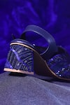 AROUND ALWAYS_Blue Embroidered Shooting Star Sequin Mules _Online_at_Aza_Fashions