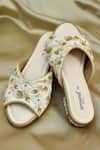 Shop_AROUND ALWAYS_Ivory Embroidered Vanika Floral Vine Flats _at_Aza_Fashions