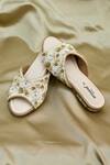 AROUND ALWAYS_Ivory Embroidered Vanika Floral Vine Flats _Online_at_Aza_Fashions