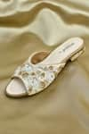 AROUND ALWAYS_Ivory Embroidered Vanika Floral Vine Flats _at_Aza_Fashions