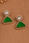 Buy_Joules by Radhika_Green Polki Verdant Triangle Shaped Drops _at_Aza_Fashions