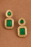 Buy_Joules by Radhika_Green Stone Tear Drop Shaped Earrings _at_Aza_Fashions