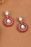 Buy_Joules by Radhika_Red Polki Halo Embellished Earrings _at_Aza_Fashions