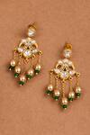 Buy_Joules by Radhika_White Stone Pearl Embellished Jadau Danglers _at_Aza_Fashions