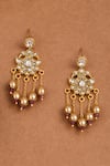 Buy_Joules by Radhika_White Stone Pearl Drops Jadau Earrings _at_Aza_Fashions