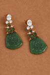 Buy_Joules by Radhika_Green Stone Floral Shaped Danglers _at_Aza_Fashions