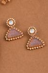 Buy_Joules by Radhika_Pink Stone Triangle Shaped Drop Earrings _at_Aza_Fashions