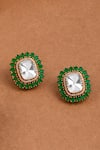 Buy_Joules by Radhika_Green Polki Embellished Stud Earrings _at_Aza_Fashions