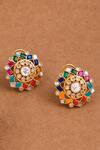 Buy_Joules by Radhika_Multi Color Stone Kaleidoscope Embellished Floral Studs _at_Aza_Fashions