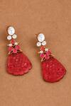 Buy_Joules by Radhika_Red Stone Motif Dangler Earrings _at_Aza_Fashions