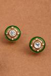 Buy_Joules by Radhika_Green Stone Round Shaped Embellished Studs _at_Aza_Fashions