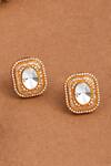 Buy_Joules by Radhika_Gold Plated Stone Embellished Square Studs _at_Aza_Fashions