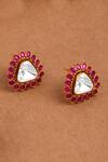 Buy_Joules by Radhika_Pink Polki Triangle Shaped Embellished Studs _at_Aza_Fashions