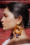 Shop_Goddess Of Glocal_Gold Plated Natural Aventurine Ccu Cult Serpentine Earrings _at_Aza_Fashions