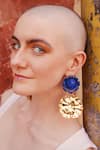 Shop_Goddess Of Glocal_Blue Natural Lapis Lazuli 108 Lotus Earrings _at_Aza_Fashions