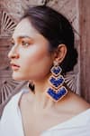 Buy_Goddess Of Glocal_Blue Crystal Quartz Trincas Carved Rosette Lapis Lazuli Earrings _at_Aza_Fashions