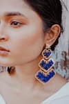 Shop_Goddess Of Glocal_Blue Crystal Quartz Trincas Carved Rosette Lapis Lazuli Earrings _at_Aza_Fashions