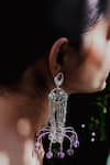 Goddess Of Glocal_White Natural Crystal Quartz Jalsa Amethyst Drop Long Earrings _Online_at_Aza_Fashions