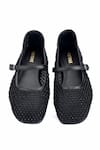 Shop Oroh Black Mesh Ballerina Flats With Crystal Embellishments at Aza Fashions Shop_Oroh_Black Mesh Ballerina Flats With Crystal Embellishments _at_Aza_Fashions