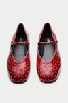 Shop_OROH_Red Crystal Studs Sintra Leather Ballerina _at_Aza_Fashions