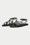 Buy_OROH_Black Eyelets Vicenza Embellished Flat Sandals _at_Aza_Fashions