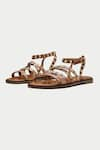 Buy_OROH_Brown Eyelets Vicenza Embellished Flat Sandals _at_Aza_Fashions