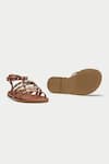 Buy_OROH_Brown Eyelets Vicenza Embellished Flat Sandals _Online_at_Aza_Fashions