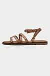 Shop_OROH_Brown Eyelets Vicenza Embellished Flat Sandals _Online_at_Aza_Fashions