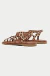 OROH_Brown Eyelets Vicenza Embellished Flat Sandals _at_Aza_Fashions