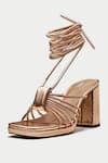 OROH_Rose Gold Textured Faenza Leather Metallic Tie-up Heels _Online_at_Aza_Fashions