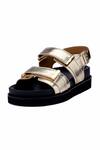 Buy_OROH_Gold Torino Velcro Strappy Footbed Sandal _Online_at_Aza_Fashions