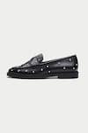 OROH_Black Mantova Metallic Stud Embellished Loafers _at_Aza_Fashions