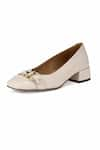 Buy_OROH_White Estepona Buckle Pump Block Heels _Online_at_Aza_Fashions