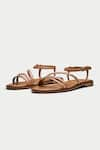 Buy_OROH_Brown Oristano Stud Embellished Sandals _at_Aza_Fashions