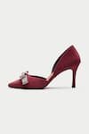 OROH_Maroon Rhinestone Piacenza Studded Pump Heels _at_Aza_Fashions