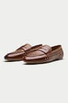 Buy_OROH_Brown Savona Metallic Stud Embellished Loafers _at_Aza_Fashions