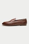 Buy_OROH_Brown Savona Metallic Stud Embellished Loafers _Online_at_Aza_Fashions