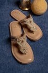 Shop_SANDALWALI_Gold Hand Embroidery Ora Sandals _at_Aza_Fashions