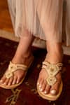 Buy_SANDALWALI_Gold Hand Embroidery Ora Sandals _Online_at_Aza_Fashions