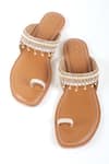 Shop_SANDALWALI_Brown Hand Embroidery Jolie Sandals _at_Aza_Fashions